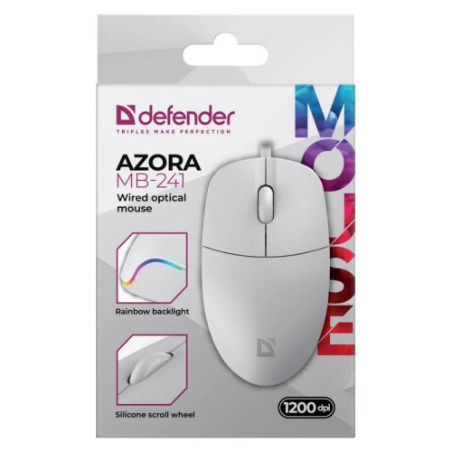 DEFENDER MYSZ PRZEWODOWA AZORA MB-241 OPTYCZNA 1200DPI 3P BIALA 52242-20994951