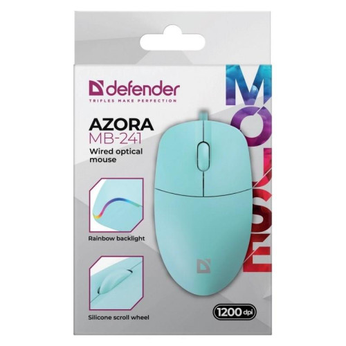 DEFENDER MYSZ PRZEWODOWA AZORA MB-241 OPTYCZNA 1200DPI 3P MIĘTOWA 52243-20994954
