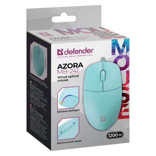 DEFENDER MYSZ PRZEWODOWA AZORA MB-241 OPTYCZNA 1200DPI 3P MIĘTOWA 52243-20994955