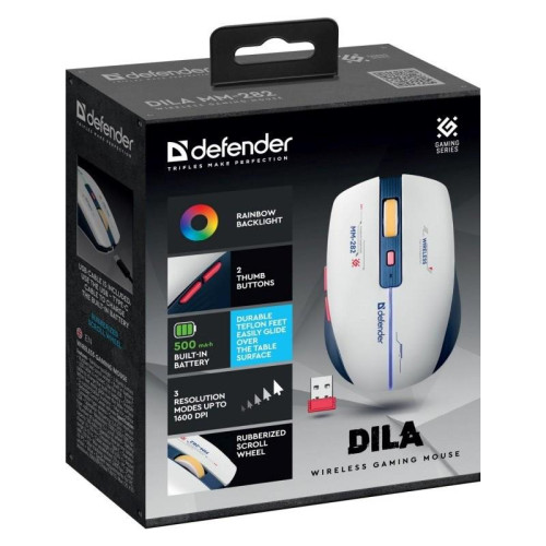 DEFENDER MYSZ BEZPRZEWODOWA DILA MM-282 RF 1800DPI 6P AKUMULATOROWA 52282-20994969