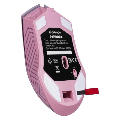 DEFENDER MYSZ BEZPRZEWODOWA PANDORA GM-502 RF 3200DPI 7P RÓŻOWA 52501-20994978
