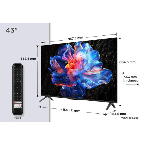 Telewizor TCL LED 4K 43V6C Smart TV Google TV UHD Czarny-21008916