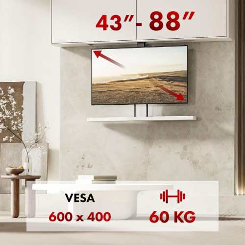 MACLEAN UCHWYT ELEKTRYCZNY SUFITOWO-PODŁOGOWY, WYSUWANY, 43''-88'', VESA 600X400, MAX 60KG, 100-240V AC,50/60HZ; MC-125