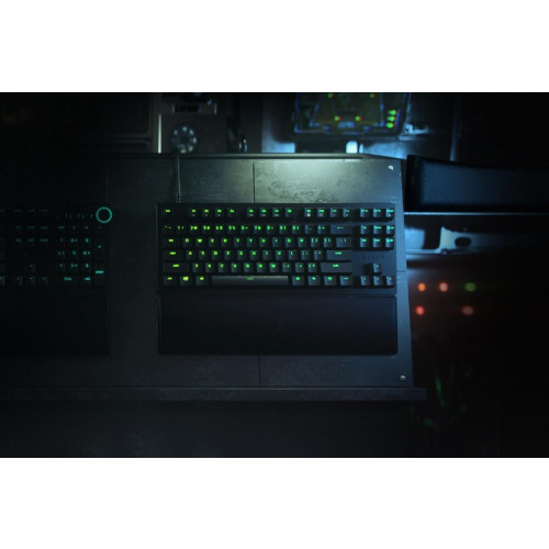 Razer Łowca V2 bez klaw. num., klaw. do gier, optyczna, LED RGB, Stany Zjednoczone, czarny, przewodowe, klikający fiol