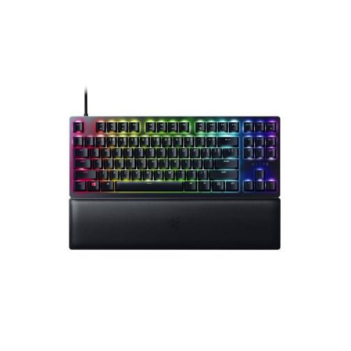 Razer Łowca V2 bez klaw. num., klaw. do gier, optyczna, LED RGB, Stany Zjednoczone, czarny, przewodowe, klikający fioletowy przełącznik