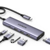 Ugreen Wielofunkcyjny HUB 5w1 USB-C - HDMI 1.4 / 3 x USB-A / USB-C PD 100W CM511 - szary