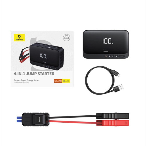 Jump starter Baseus Super Energy BS-CH013 4w1 600A z latarką / powerbankiem 6000mAh / kompresorem - czarny-21349613