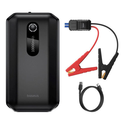 Jumpstarter Baseus Power Starter urządzenie rozruchowe booster 10000mAh 12V (1000A / 500A) + kable krokodylki czarny (C