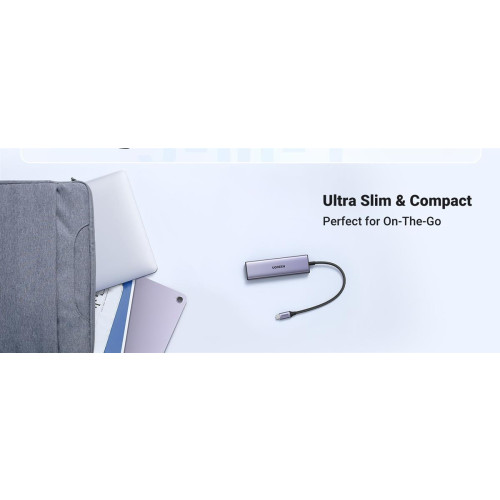 Ugreen Wielofunkcyjny HUB 5w1 USB-C - HDMI 1.4 / 3 x USB-A / USB-C PD 100W CM511 - szary-21360820
