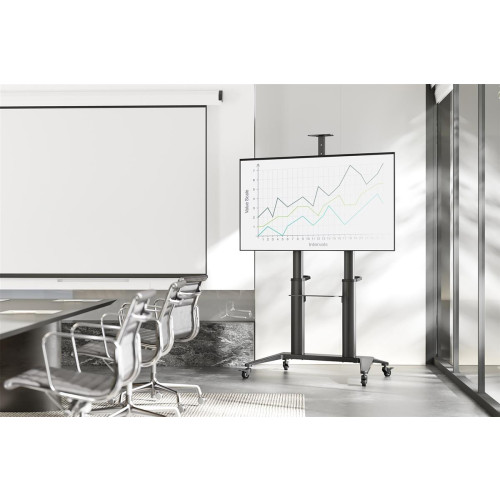 Stojak mobilny pojedynczy z półką i uchwytem na kamerę 1xLCD max. 120