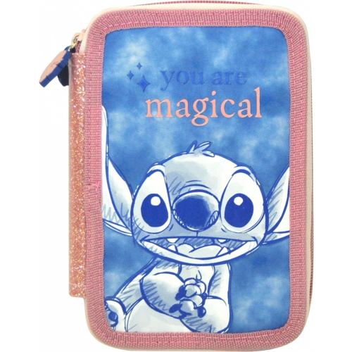 Piórnik dwukomorowy Stitch z wyposażeniem