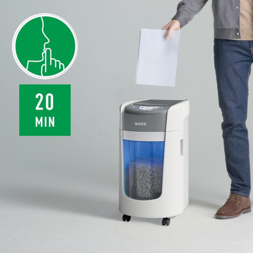 Niszczarka Leitz IQ OptiMax Home Office 225, 15l, P5, 6 kartek, Automatyczny Start/Stop, Funkcja cofania, Obrotowy pojem