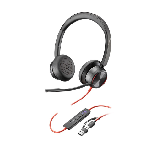 Zestaw słuchawkowy POLY Blackwire 8225 Stereo 8X225AA USB-C z certyfikatem Microsoft Teams + przejściówka USB-C/A-215