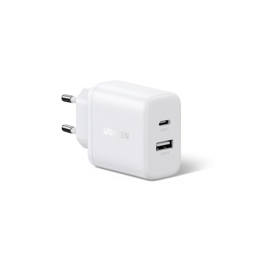 Ładowarka sieciowa Ugreen X227 20W GaN 1x USB-A 1x USB-C - biała