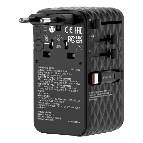 Ładowarka Verbatim Charge 'n' Travel 70W 2C