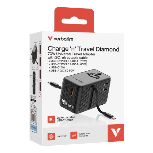 Ładowarka Verbatim Charge 'n' Travel 70W 2C-21605716