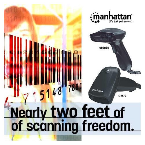 Manhattan 177672 czytnik kodów kreskowych Ręczny czytnik kodów kreskowych 1D CCD Czarny-21627465