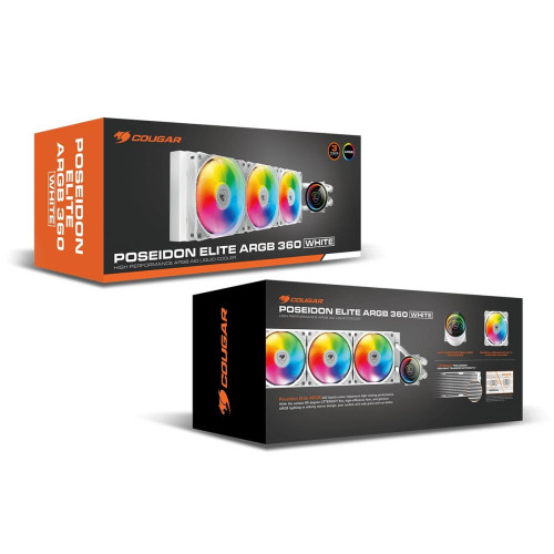 Chłodzenie cieczą COUGAR DISS A LIQUIDO COUGAR 3MPSD360W POSEIDON ELITE ARGB 360 BIAŁY 392x121x27mm SKT 115x-1200-170