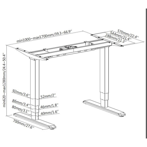 Wyposażenie ramy biurka z podwójnym silnikiem elektrycznym 125 kg ws lite Sprzedaż detaliczna-21645547