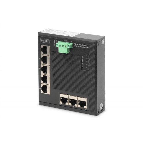 Switch Ethernet Gigabit 8-portowy, montaż DIN, rozszerzony zakres temp.