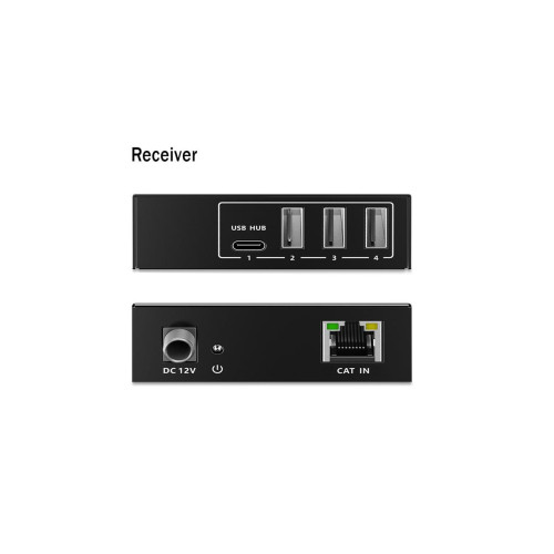 Przedłużacz (extender) po skrętce kat.6A USB 3.1 Gen1 do 100m, 3x USB-A, 1x USB-C do 5 Gbps, 1x RJ45 (Gigabit Etherne