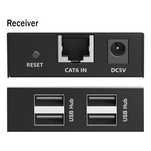 Przedłużacz (extender) po skrętce kat.6 USB 2.0 do 150m, 4x USB-A do 480 Mbps, 1x RJ45 (Gigabit Ethernet) - zestaw (o
