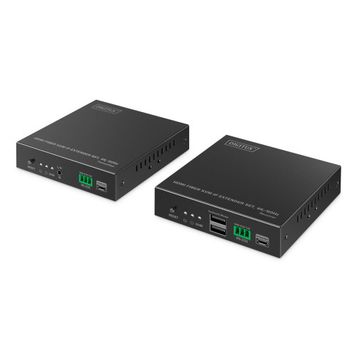 Przedłużacz (extender) światłowodowy HDMI 4K/60Hz z KVM USB 1.1 przez IP 1G, do 40km/300m, max. 253 odbiorniki, HDMI Loop-Out, Audio - zestaw