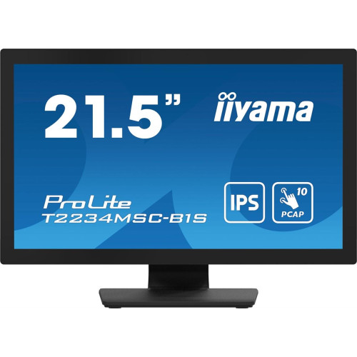 Monitor IIYAMA T2234MSC-B1S 21.5inch PCAP Bezel Free Front Speakers 10P Touch with Anti-Finger print coating IPS Panel 1