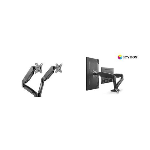 ICY BOX IB-MS304-T, Podstawka pod monitor z podstawą montowaną na biurku, na dwa ekrany, rozmiar do 27'' | Raidsonic