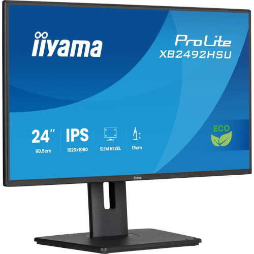 Monitor iiyama ProLite 24-calowy panel IPS Full HD z wąskimi ramkami, klasą energetyczną B, regulowaną wysokością-
