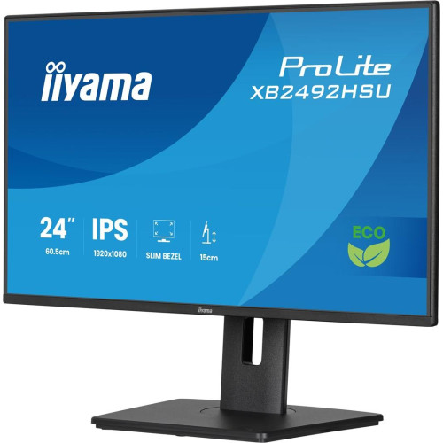 Monitor iiyama ProLite 24-calowy panel IPS Full HD z wąskimi ramkami, klasą energetyczną B, regulowaną wysokością-