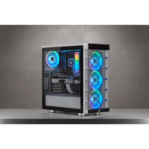 CORSAIR iCUE 465X RGB - Wieża - ATX - Panel boczny z okienkiem (szkło hartowane) - Bez zasilacza (ATX) - Biały - USB/