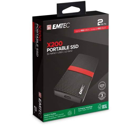 Dysk Emtec X200 - 2 TB - USB Type-C - 3.2 Gen 1 (3.1 Gen 1) - 450 MB/s - 5 Gbps-21662789