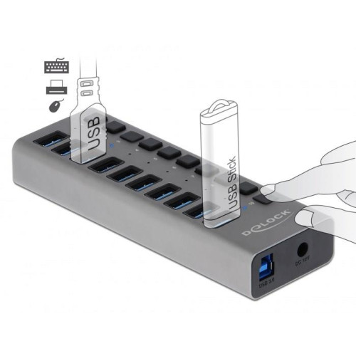 Delock Zewnętrzny USB 3.0 Hub z 10 portami i przełącznikami-21663344