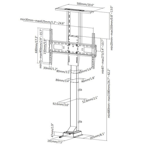 Mocowanie do telewizora LCD (zmotoryzowane) - Plastik, Aluminium, Stal - Rozmiar ekranu: 94-165.1 cm (37