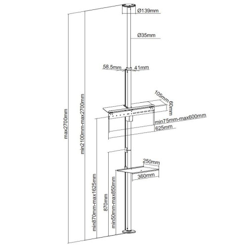 Mocowanie do telewizora LCD (zmotoryzowane) - Plastik, Aluminium, Stal - Rozmiar ekranu: 94-165.1 cm (37