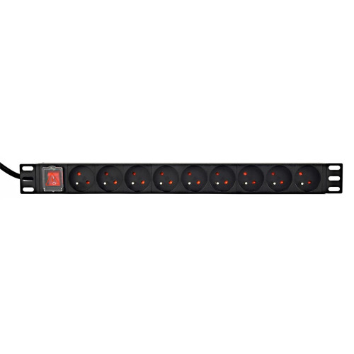 GEMBIRD LISTWA ZASILAJĄCA RACK (PDU) 9 GNIAZD FR, 1U, 16A, WTYK FR, 2M