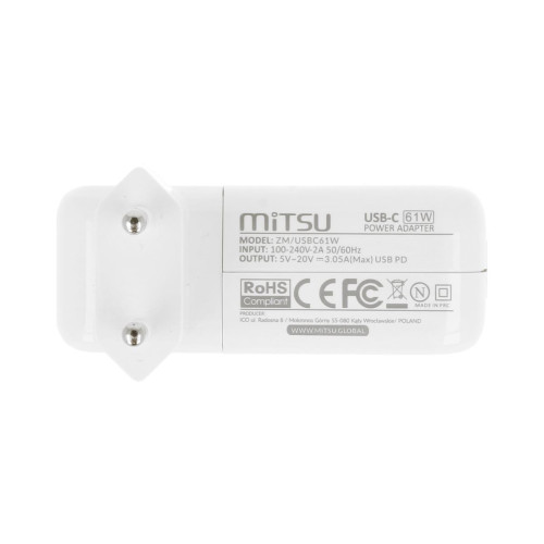 Zasilacz Mitsu 61W USB type C USB-C (white)-21816403