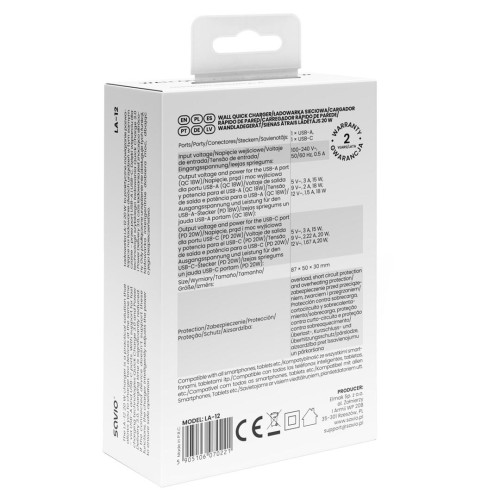 SAVIO ŁADOWARKA SIECIOWA 20W QUICK CHARGE POWER DELIVERY 3.0 LA-12-21916628