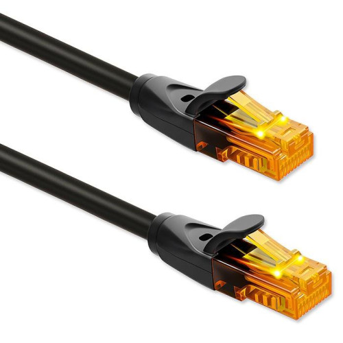 Kabel patchcord UTP | kat.6 | 2 x RJ-45 | High speed 1Gb/s | Pozłacane styki | 20m | Czarny