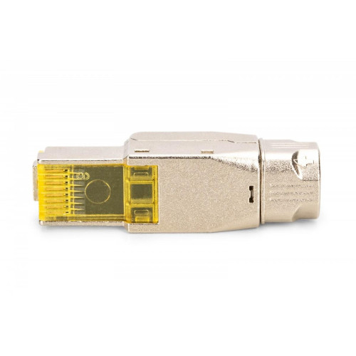 Wtyk modularny RJ45 kat.6A, PoE++, 10GbE, STP, ekranowany, beznarzędziowy, zakręcany, metalowy, AWG 22-27, linka/drut-