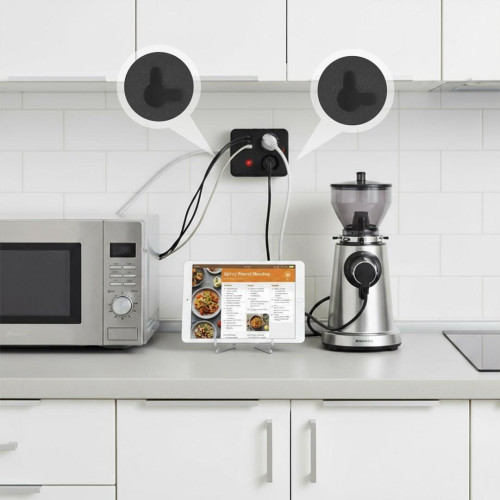 MACLEAN LISTWA ZASILAJĄCA, PRZEDŁUŻACZ 2 GNIAZDA + 3XUSB, 110-240V AC 50/60HZ, 2.1A MAX 2500W, 1.5M, CZARNA MCE387 B-