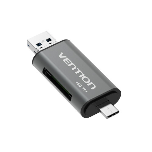 Czytnik kart SD / microSD Vention ze złączami USB 3.0 USB-C microSD szary-22009135