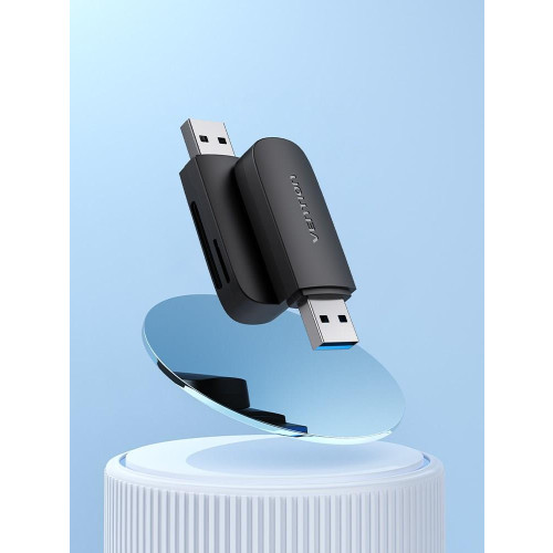 Czytnik kart 2 w 1 USB 3.0 A Vention (SD+TF) czarny Dual Drive Letter-22009139