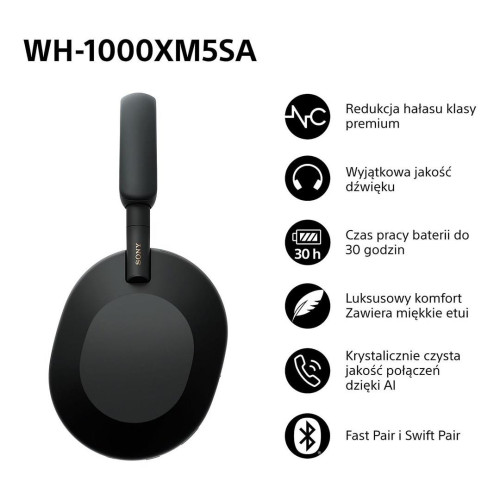Słuchawki bezprzewodowe SONY WH-1000XM5SA Black-22016068