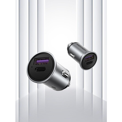 Ładowarka samochodowa Vention USB-A USB-C 30W PD-22029291