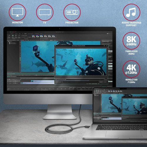 BUCM4X-CM05AB Kabel USB-C - USB-C, USB4 Gen 3x2 0.5m, PD 240W, 8K HD, ALU, oplot Czarny-22033075