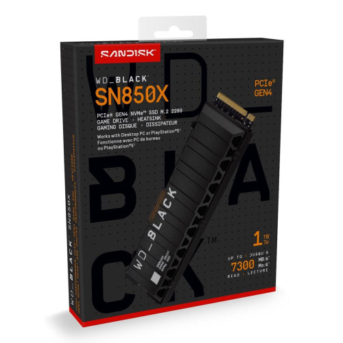 Dysk SSD WD Black SN850X WDS100T2XHE (1 TB ; M.2; PCIe NVMe 4.0 x4; heatsink)-22043612