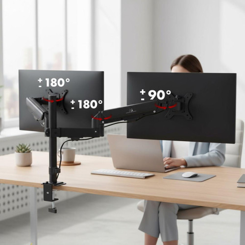 MACLEAN UCHWYT NA 2 MONITORY,SPRĘŻYNA GAZOWA, 17