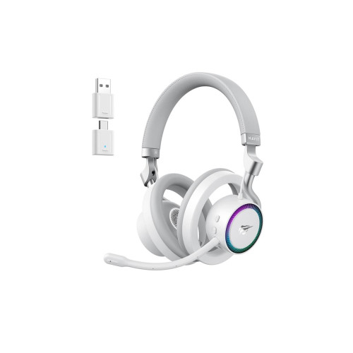 Otwarte słuchawki gamingowe bezprzewodowe Havit Fuxi-H8 (białe)-22359975